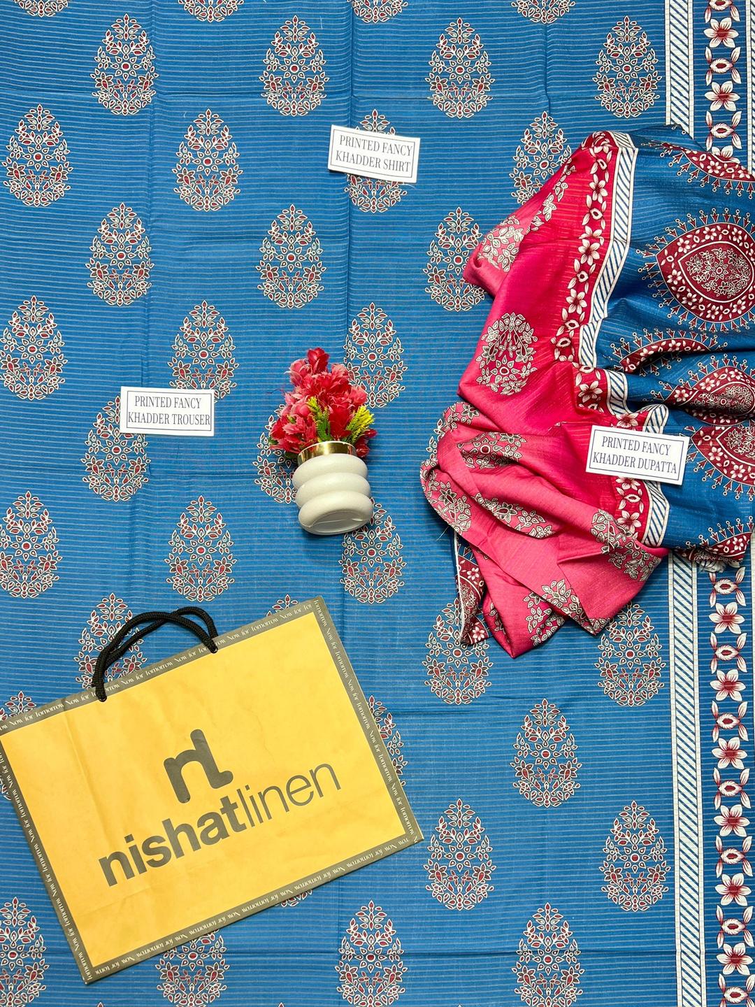 3 Pcs Women's Unstitched Khaddar Printed Suit