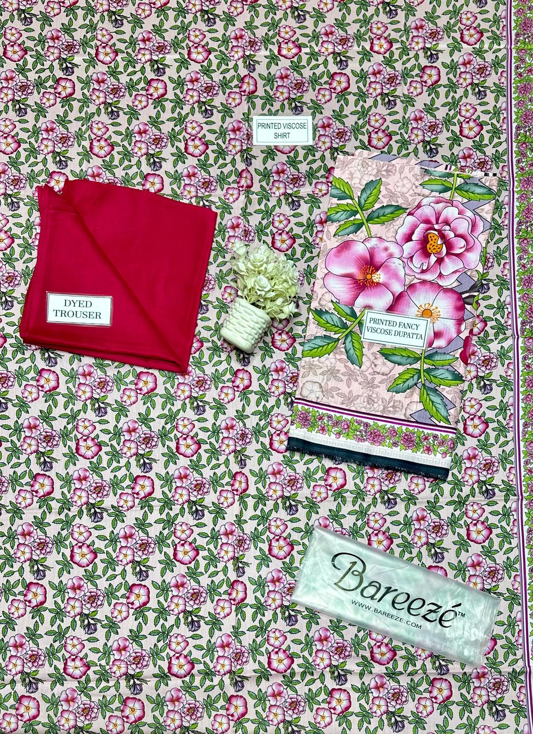 3 Pcs Women's Unstitched Viscose Printed Suit