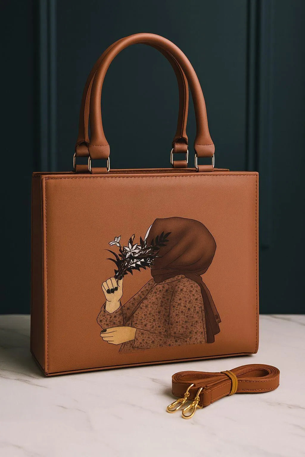 Stylish Women's Canvas Tote Bag - 1 Pc, Printed Design