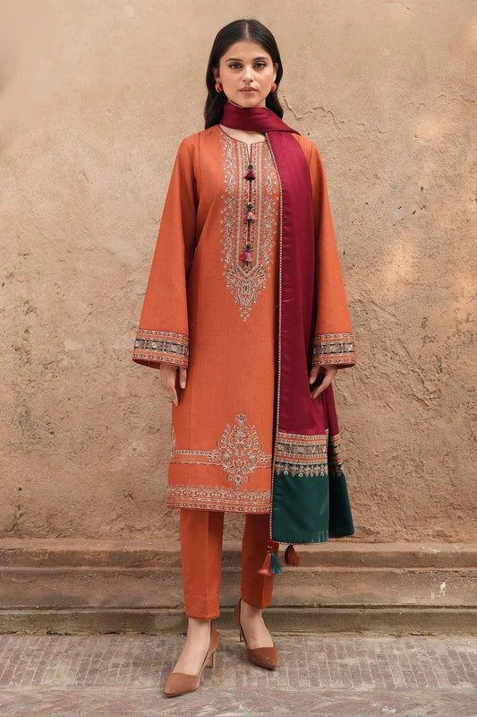 3 Pcs Women's Unstitched Embroidered Suit