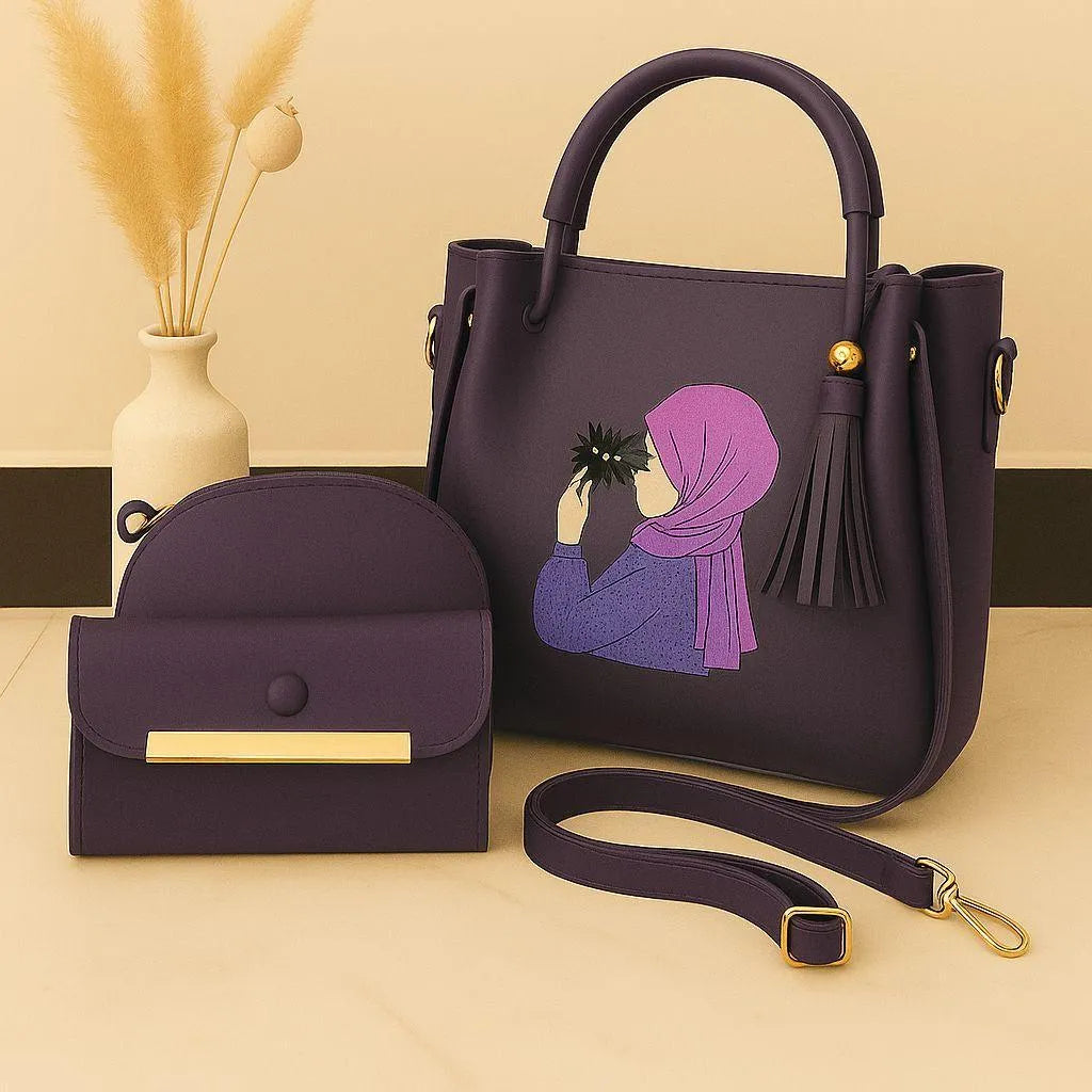 Girl's Rexine Plain Hand Bag Set