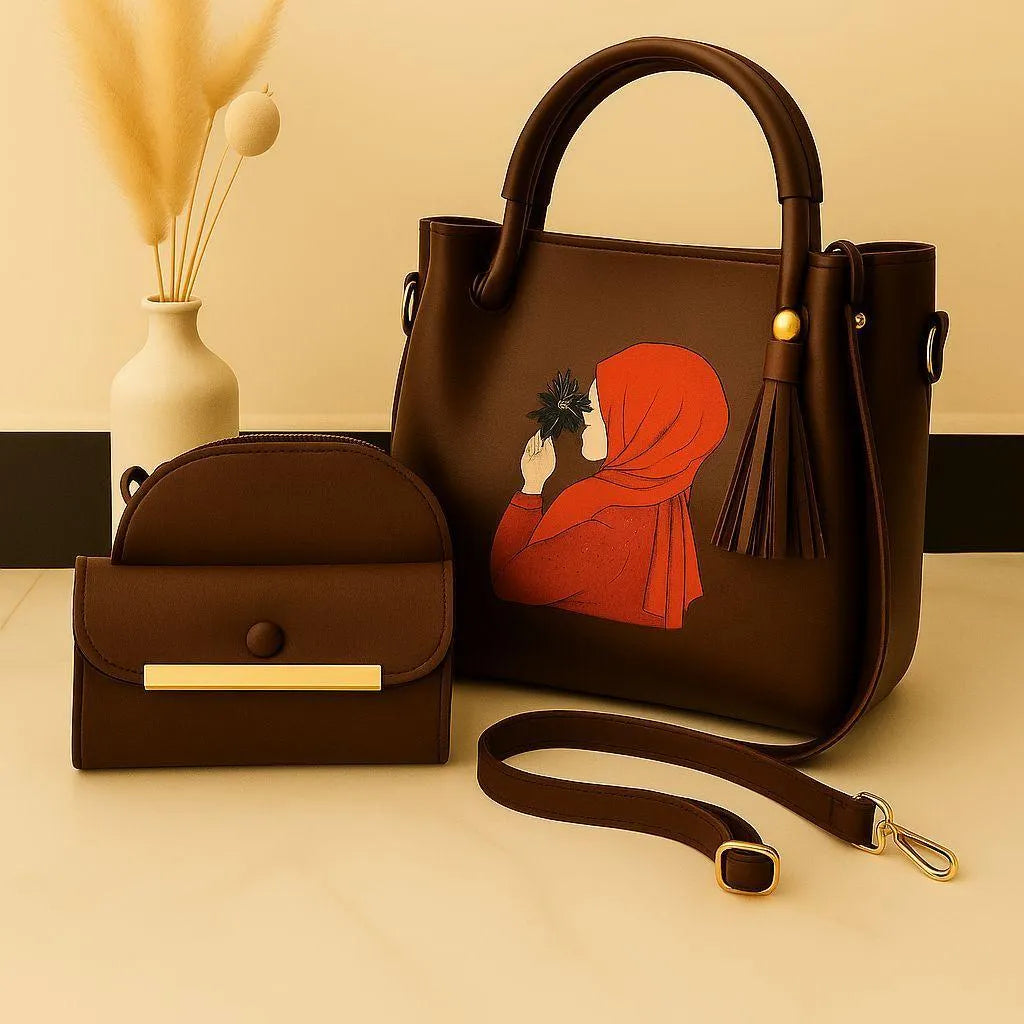 Girl's Rexine Plain Hand Bag Set