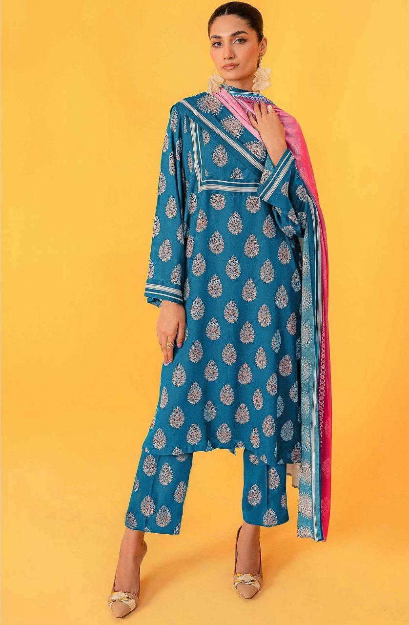 3 Pcs Women's Unstitched Khaddar Printed Suit