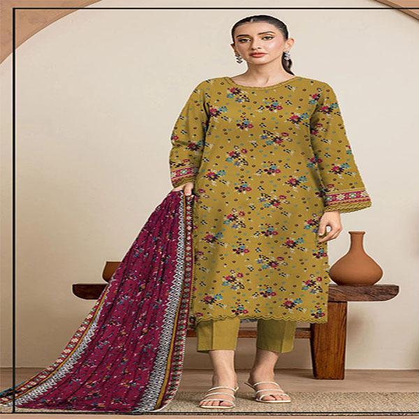 3 Pcs Women's Unstitched Linen Printed Suit