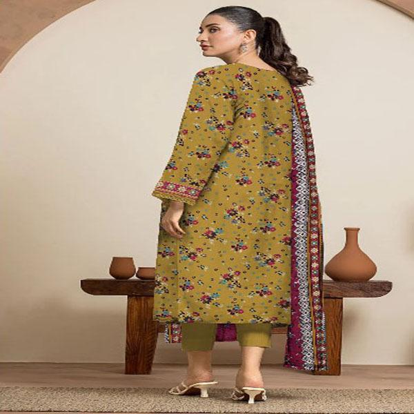 3 Pcs Women's Unstitched Linen Printed Suit