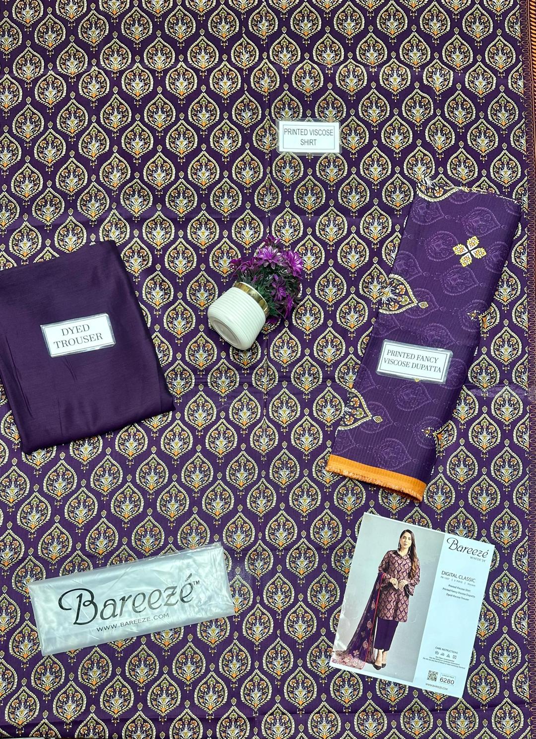 3 Pcs Women's Unstitched Viscose Printed Suit