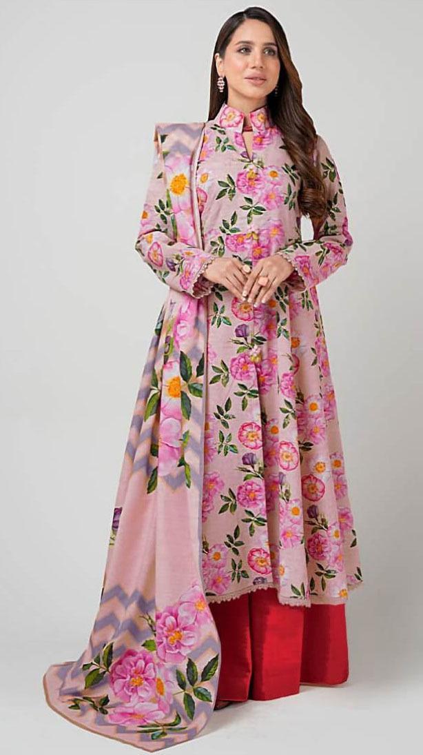 3 Pcs Women's Unstitched Viscose Printed Suit