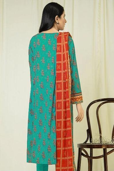 3 Pcs Women's Unstitched Khaddar Printed Suit
