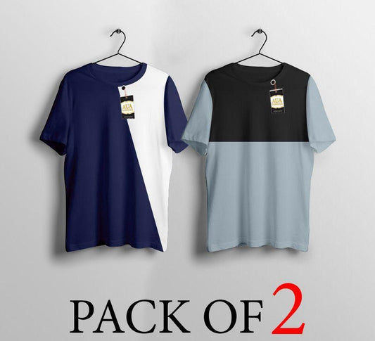 2 Pcs Women's Stitched Plain T-Shirt
